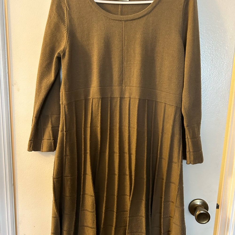 Calvin Klein Long Sleeve Khaki Dress
